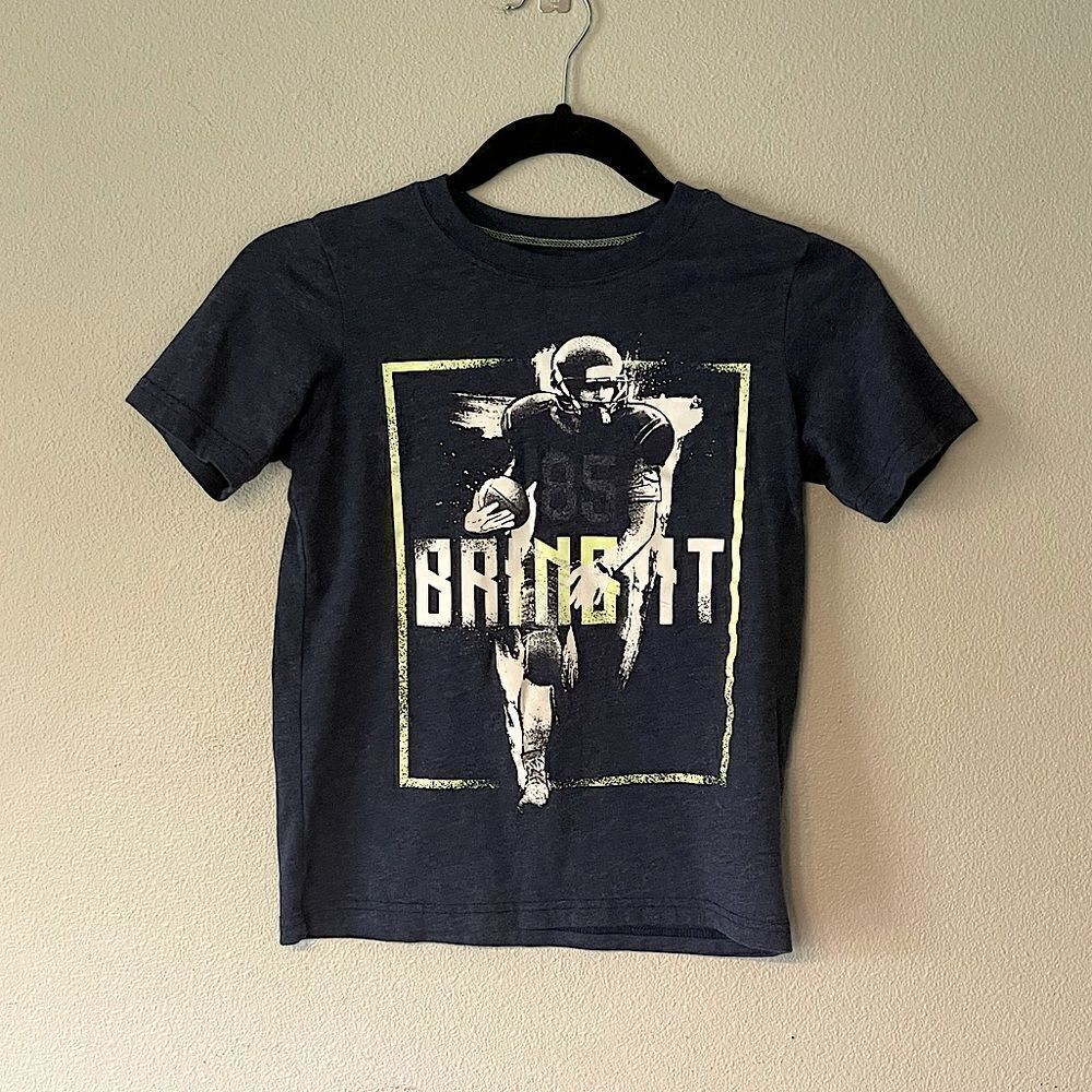 Carters Blue and Yellow Boys Short Sleeve Football T-Shirt. Size Small.
